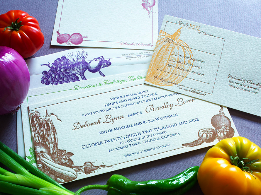 Colorful Vegetable Themed Wedding Invitation This colorful vegetable themed 